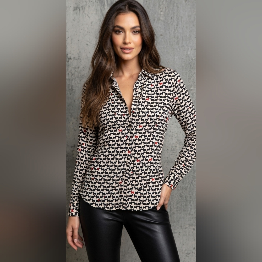 Charter Club Black and White Patterned Shirt